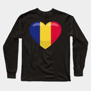 Chad Flag Heart Long Sleeve T-Shirt